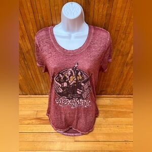 Aerosmith Rock and Roll Band Tee Women's Vintage Graphic Tee - Maroon